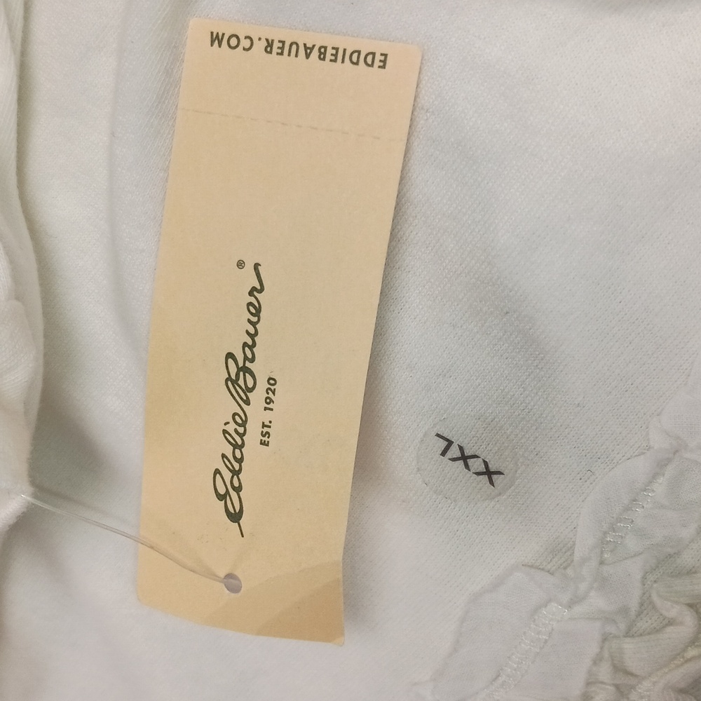 Eddie Bauer Women's XXL top Off-white Short sleeves  Low round neck-line Ruffles - Picture 6 of 8